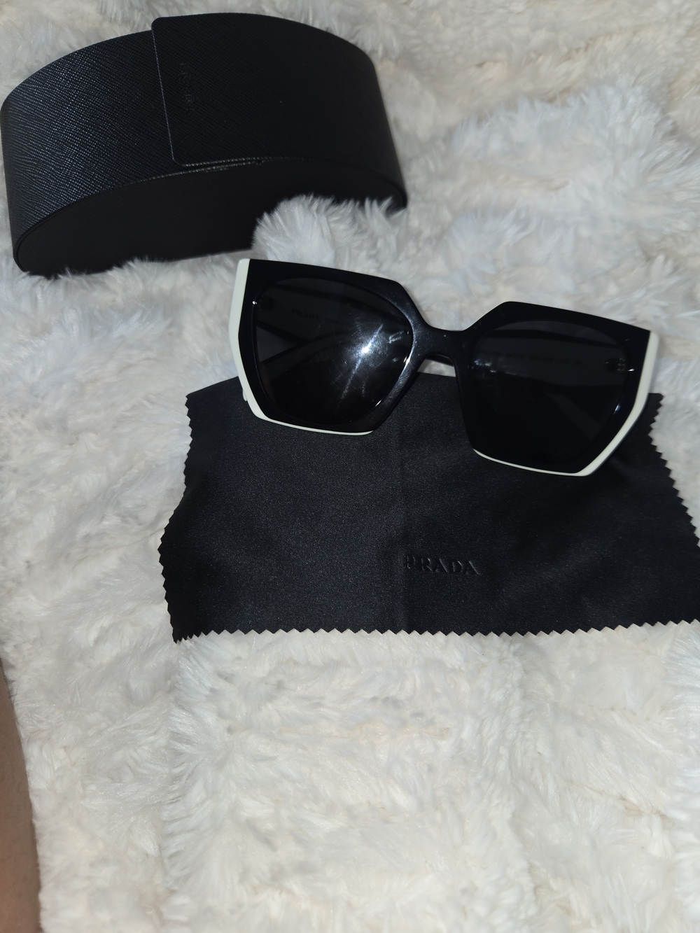 Prada Black and White Oversized Square Sunglasses